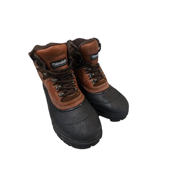 Men\'s Fieldmaster Thinsulate Brown Leather & Rubber Hiking Hunting Boots Size 9M main image 4
